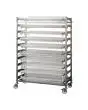 Carrello inox porta aste e griglie - N. 10 ripiani cm L 118 x P 50 x 163 h - Per Mod. Planetari