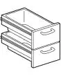 CASSETTIERA 400 PER PIANI LAVORO NEUTRI - N. 2 cassetti con n. 2 bacinelle in plastica GN 1/1 H15 - Guide telescopiche - Dimensioni cm L 39,5 x P 59 x H 47,5