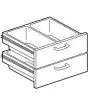 CASSETTIERA 600 PER PIANI LAVORO NEUTRI - N. 2 cassetti con n. 2 bacinelle inox GN 1/1 H15 - Guide telescopiche - Dimensioni cm L 59,5 x P 59 x H 47,5