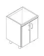 BASE CON N. 2 PORTE E RIPIANO INTERMEDIO MOD. BP/660 - Dimensioni cm L 60 x P 56,6 x H 81