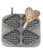 COPPIA PIASTRE INTERCAMBIABILI - FORMA N 4 WAFFEL A FORMA DI CUORE cm 15 x 12 x 3h SU STECCO - IN GHISA