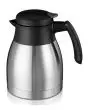 BROCCA SOTTOVUOTO IN ACCIAIO INOX - CAPACITA' Lt. 1,2 - DOPPIA PARETE, COPERCHIO GIREVOLE E PULSANTE DI EROGAZIONE BEVANDE DI SERIE - COLORE NERA - DIM. cm L ø 14,5 x 18 + 2 h