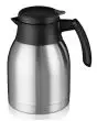 BROCCA SOTTOVUOTO IN ACCIAIO INOX - CAPACITA' Lt. 1,5 - DOPPIA PARETE, COPERCHIO GIREVOLE E PULSANTE DI EROGAZIONE BEVANDE DI SERIE - COLORE NERA - DIM. cm L ø 14,5 x 20 + 2 h