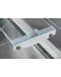 Mensola intermedia in vetro temperato con supporti per angolo 90° aperto con vetri dritti