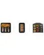 Kit cottura: n 2 cestelli in teflon liscio cm L 28,6 x P 28,6 x 1,9 h, n 2 cestelli in teflon forato cm L 14 x P 28,6 x 1,9 h, n 1 piastra per grigliare rigata cm L 28,6 x P 30 x 1,1 h