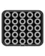 PIASTRA OTHER FORMS PER COOKMATIC - MOD. 00 - IN ALLUMINIO - RIVESTIMENTO ANTIADERENTE - DIMENSIONI cm L 38 x P 33 - ADATTABILE PER COOKMATIC SPECIAL - DIM. SUP. cm ø 5,5 - DIM. INF. cm ø 3,5 - H cm 1,6 - PROFILO FESTONATO - N. 25 IMPRONTE TARTELLETTA - S