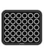 PIASTRA ROUND PER COOKMATIC - MOD. 26 - IN ALLUMINIO - RIVESTIMENTO ANTIADERENTE - DIMENSIONI cm L 38 x P 33 - ADATTABILE PER COOKMATIC SPECIAL - DIM. SUP. cm ø 4,8 - DIM. INF. cm ø 4,1 - H cm 1,8 - PROFILO LISCIO - N. 30 IMPRONTE TONDE PICCOLE - SPESSORE