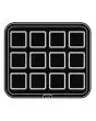 PIASTRA SQUARE PER COOKMATIC - MOD. 34 - IN ALLUMINIO - RIVESTIMENTO ANTIADERENTE - DIMENSIONI cm L 38 x P 33 - ADATTABILE PER COOKMATIC SPECIAL - DIM. SUP. cm 7 x 7 - DIM. INF. cm 6,5 x 6,5 - H cm 2 - PROFILO LISCIO - N. 12 IMPRONTE QUADRATE - SPESSORE P