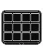 PIASTRA SQUARE PER COOKMATIC - MOD. 35 - IN ALLUMINIO - RIVESTIMENTO ANTIADERENTE - DIMENSIONI cm L 38 x P 33 - ADATTABILE PER COOKMATIC SPECIAL - DIM. SUP. cm 8 x 8 - DIM. INF. cm 7,4 x 7,4 - H cm 2 - PROFILO LISCIO - N. 12 IMPRONTE QUADRATE - SPESSORE P