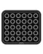 PIASTRA ROUND PER COOKMATIC - MOD. 42 - IN ALLUMINIO - RIVESTIMENTO ANTIADERENTE - DIMENSIONI cm L 38 x P 33 - ADATTABILE PER COOKMATIC SPECIAL - DIM. SUP. cm ø 4,3 - DIM. INF. cm ø 3,1 - H cm 1,7 - PROFILO LISCIO - N. 30 IMPRONTE TONDE PICCOLE - SPESSORE
