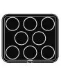 PIASTRA ROUND PER COOKMATIC - MOD. 45 - IN ALLUMINIO - RIVESTIMENTO ANTIADERENTE - DIMENSIONI cm L 38 x P 33 - ADATTABILE PER COOKMATIC SPECIAL - DIM. SUP. cm ø 9 - DIM. INF. cm ø 8,7 - H cm 2 - PROFILO LISCIO - N. 8 IMPRONTE ROTONDE - SPESSORE PARETI 5 m