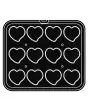 PIASTRA HEART PER COOKMATIC - MOD. 59 - IN ALLUMINIO - RIVESTIMENTO ANTIADERENTE - DIMENSIONI cm L 38 x P 33 - ADATTABILE PER COOKMATIC SPECIAL - DIM SUP. cm 7,6 x 7,1 - DIM. INF. cm 7,3 x 6,8 - H cm 2 - PROFILO LISCIO - N. 12 IMPRONTE CUORE - SPESSORE PA