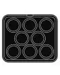 PIASTRA ROUND PER COOKMATIC - MOD. 6 - IN ALLUMINIO - RIVESTIMENTO ANTIADERENTE - DIMENSIONI cm L 38 x P 33 - ADATTABILE PER COOKMATIC SPECIAL - DIM. SUP. cm ø 9,8 - BOTTOM cm ø 7,8 - H cm 1,7 - PROFILO FESTONATO - N. 8 IMPRONTE TONDE - SPESSORE PARETI 3 