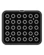 PIASTRA ROUND PER COOKMATIC - MOD. 9 - IN ALLUMINIO - RIVESTIMENTO ANTIADERENTE - DIMENSIONI cm L 38 x P 33 - ADATTABILE PER COOKMATIC SPECIAL - DIM. SUP. cm ø 3,3 - DIM. INF. cm ø 2,8 - H cm 2 - PROFILO LISCIO - N. 30 IMPRONTE TONDE - SPESSORE PARETI 3 m