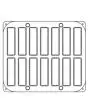 PIASTRA PER PÂTE À CHOUX PER COOKMATIC A FORMA DI ECLAIRE - MOD. PIASTRACHOUX03 - IN ALLUMINIO - RIVESTIMENTO ANTIADERENTE - DIMENSIONI cm L 38 x P 33 - ADATTABILE PER COOKMATIC SPECIAL - DIM. IMPRONTA cm 3 x 12 x 3h - N. 14 IMPRONTE - PESO CRUDO g 24
