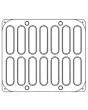 PIASTRA PER PÂTE À CHOUX PER COOKMATIC A FORMA DI ECLAIRE STONDATO - MOD. PIASTRACHOUX04 - IN ALLUMINIO - RIVESTIMENTO ANTIADERENTE - DIMENSIONI cm L 38 x P 33 - ADATTABILE PER COOKMATIC SPECIAL - DIM. IMPRONTA cm 3 x 12 x 3h - N. 14 IMPRONTE - PESO CRUDO