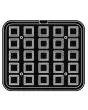 PIASTRA SQUARE PER COOKMATIC - MOD. G - IN ALLUMINIO - RIVESTIMENTO ANTIADERENTE - DIMENSIONI cm L 38 x P 33 - ADATTABILE PER COOKMATIC SPECIAL - DIM. SUP. cm 4,5 x 4,5 - DIM. INF. cm 3 x 3 - H cm 1,9 - PROFILO FESTONATO - N. 25 IMPRONTE QUADRATE - SPESSO