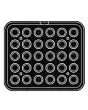 PIASTRA ROUND PER COOKMATIC - MOD. O - IN ALLUMINIO - RIVESTIMENTO ANTIADERENTE - DIMENSIONI cm L 38 x P 33 - ADATTABILE PER COOKMATIC SPECIAL - DIM. SUP. cm ø 4,6 - DIM. INF. cm ø 3 - H cm 2 - PROFILO LISCIO - N. 30 IMPRONTE TONDE PICCOLE - SPESSORE PARE