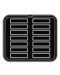 PIASTRA RECTANGLE PER COOKMATIC - MOD. X - IN ALLUMINIO - RIVESTIMENTO ANTIADERENTE - DIMENSIONI cm L 38 x P 33 - ADATTABILE PER COOKMATIC SPECIAL - DIM. SUP. cm 12 x 3 - DIM. INF. cm 11,7 x 2,7 - H cm 2 - PROFILO LISCIO - N. 14 IMPRONTE RETTANGOLARI GRAN