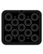 PIASTRA ROUND PER COOKMATIC - MOD. A - IN ALLUMINIO - RIVESTIMENTO ANTIADERENTE - DIMENSIONI cm L 38 x P 33 - ADATTABILE PER COOKMATIC SPECIAL - DIM. SUP. cm ø 6,7 - DIM. INF. cm ø 4,3 - H cm 2,1 - PROFILO FESTONATO - N. 13 IMPRONTE TONDE - SPESSORE PARET