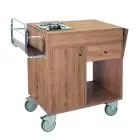 CARRELLO FLAMBE' - MOD. 1160S - STRUTTURA IN NOBILITATO - FORNELLO SINGOLO IN INOX A GAS - SPORTELLO VANO BOMBOLA - CASSETTO PORTAPOSATE - RIBALTINA LATERALE - PORTABOTTIGLIE - DIM. APERTO cm L 123 x P 50 x 87 H - DIM. CHIUSO cm L 95 x P 50 x 87 H