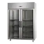 ARMADIO FRIGORIFERO IN ACCIAIO INOX - VENTILATO - Mod. BG14ETNPV - GASTRONORM 2/1 - CAPACITA' LT 1400 - N. 2 PORTE VETRO - TEMPERATURA 0°/+10°C - Dim. cm L 142 x P 80 x h 203/210 - Norma CE