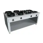 CUCINA EURASIA A GAS 8 FUOCHI  - MOD. PAP08 - Costruita esclusivamente su misura - Vano a giorno - Piano liscio - Potenza a gas a scelta tra kW 3,0/4,5/7,5/9,5/14/21 - Dimensioni: cm L 200 x P 100 x H 85 - Norma CE