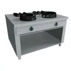 CUCINA EURASIA A GAS 4 FUOCHI CON COMANDI PASSANTI - MOD. PAP042E - Costruita esclusivamente su misura - Vano a giorno - Piano liscio - Potenza a gas a scelta tra kW 3,0/4,5/7,5/9,5/14/21 - Dimensioni: cm L 100 x P 110 x H 85 - Norma CE