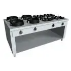 CUCINA EURASIA A GAS 8 FUOCHI CON COMANDI PASSANTI - MOD. PAP082C - Costruita esclusivamente su misura - Vano a giorno - Piano liscio - Potenza a gas a scelta tra kW 3,0/4,5/7,5/9,5/14/21 - Dimensioni: cm L 200 x P 110 x H 85 - Norma CE