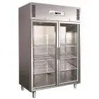 ARMADIO FRIGORIFERO IN ACCIAIO INOX AISI 304 - VENTILATO - Mod. G-GN1410TNG - GASTRONORM 2/1 (cm 65 x 53) - N. 2 PORTE VETRO - CAPACITA' LT 1325 - TEMPERATURA -2°/+8°C - Dim. cm L 148 x P 83 x h 201 - Norma CE