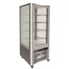 ESPOSITORE REFRIGERATO VERTICALE IN ACCIAIO INOX AISI 430 - DOPPIO VETRO SU 4 LATI - Mod. G-VGP400R - VENTILATO - CAPACITA' Lt 408 - TEMPERATURA +2°/+8°C - Dim. cm L 70,6 x P 74 x h 180 - Norma CE