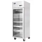 ARMADIO FRIGORIFERO IN ACCIAIO INOX - PER SNACK - Mod. YCF9407GR - VENTILATO - CAPACITA' LT 410 - N. 1 PORTA VETRO - TEMPERATURA -17°/-20°C - Dim. cm L 60 x P 73 x h 195,5 - Norma CE