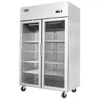 ARMADIO FRIGORIFERO COMPATTO IN ACCIAIO INOX - Mod. YCF9408GR - VENTILATO - CAPACITA' LT 900 - N. 2 PORTE VETRO - TEMPERATURA -17°/-20°C - Dim. cm L 120 x P 73 x h 195,5 - Norma CE