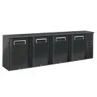 FRIGORIFERO RETRO BAR PER BIBITE - Mod. QB 400 - Temperatura +2°/+8°C - Capacità lt. 618 - Alimentazione MONOFASE V230/1 - Potenza W 385 - Dimensioni cm. L 254 x P 51,5 x h 86 - Peso Kg. 149