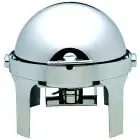 Chafing dish - Mod CD6504 - Struttura in acciaio inox lucido - Coperchio roll top 180° - Bruciatori ad alcool - Dimensioni L 50 x P 52 x 45 h