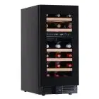 VETRINA REFRIGERATA PER VINO - Mod. EY37I2VD NL - VENTILATA - TEMPERATURA +2°/+12°C / +12°/+20°C - N. 1 PORTA IN VETRO - STRUTTURA IN LAMIERA VERNICIATA NERA - CAPACITA' LORDA Lt. 86 - POTENZA W 80 - ALIMENTAZIONE 220/50Hz MONOFASE - DIMENSIONI cm L 38 x 