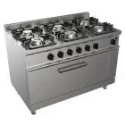 Cucina a gas 6 fuochi con forno maxi a gas Allforfood G7NURG6FG3M3G linea SIMPLE