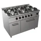 Cucina a gas 6 fuochi con forno a gas Allforfood G7NURG6FN6M linea SIMPLE