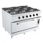 Cucina a gas 6 fuochi con forno a gas Allforfood K9S212N linea ANIS