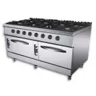Cucina a gas 8 fuochi con 2 forni a gas Allforfood K9S213N linea ANIS