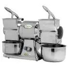 GRATTUGIA - MOD. GRAGD1 - GRATTUGIA DOPPIA - ALIMENTAZIONE V 230/50Hz MONOFASE - POTENZA Kw 0,75 (1,0 Hp) - PRODUZIONE ORARIA Kg 70 x2 - DIM. cm L 22 X P 54 X h 38 - NORMA CE