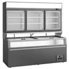 Espositore murale combinato con isola panoramica e pensile refrigerato Klimaitalia CANADA 210
