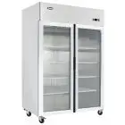 ARMADIO FRIGORIFERO IN ACCIAIO INOX - Mod. MCF8602-GR - VENTILATO - CAPACITA' LT 1240 - N. 2 PORTE VETRO - TEMPERATURA -17°/-20°C - Dim. cm L 131,4 x P 80,5 x h 206,5 - Norma CE