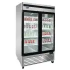 ARMADIO FRIGORIFERO IN ACCIAIO INOX - Mod. MCF8703GR - VENTILATO - CAPACITA' LT 1300 - N. 2 PORTE VETRO - TEMPERATURA -17°/-20°C - Dim. cm L 138,2 x P 80,5 x h 211,2 - Norma CE