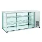 Espositore da banco vetrina refrigerata - Mod RC 980 - Temperatura 0º/+12ºC - 2 ripiani - Porte scorrevoli posteriori - Dimensioni cm L 144 x P 52,4 x h 73,5