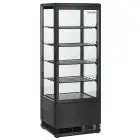 ESPOSITORE VETRINA REFRIGERATA VERTICALE NERO PER BIBITE - Mod. RC98B - Temperatura +2°/+12°C - Capacità lt. 98 - Alimentazione monofase V230/1 - Potenza W 180 - Dimensioni cm L 42,8 x P 38,6 x h 111 - Peso Kg. 38
