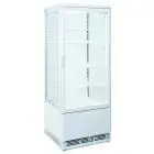 ESPOSITORE VETRINA REFRIGERATA VERTICALE BIANCO PER BIBITE - Mod. RC98W - Temperatura +2°/+12°C - Capacità lt. 98 - Alimentazione monofase V230/1 - Potenza W 180 - Dimensioni cm L 42,8 x P 38,6 x h 111 - Peso Kg. 38