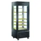 Espositore refrigerato per vino - Mod RV 404BL - Capacità n 75 bottiglie - Temperatura +0/+20 °C - Refrigerazione ventilata - Dimensioni cm L 70 x P 65 x 190 h