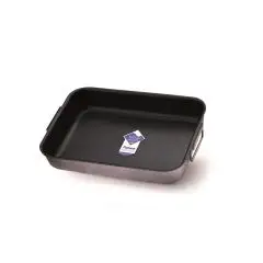 Rostiera Rettangolare 2 Manici  in Alluminio Antiaderente - AGNELLI Linea FORNO - ALLUMINIO ANTIADERENTE - 3 MM - Codice ALSA150S - Spessore mm 3 - Dimensioni cm 35x26 - Altezza cm 7 - Imballo confezione da n. 1 Unit&agrave;