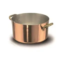 Casseruola Alta 2 Manici  in Rame Stagnato - AGNELLI Linea RAME LISCIO STAGNATO - 2 MM - Codice ALCU104 - Spessore mm 2 - Capacit&agrave; 125 lt  - Diametro 32 cm - Altezza cm 18 - Imballo confezione da n. 1 Unit&agrave;